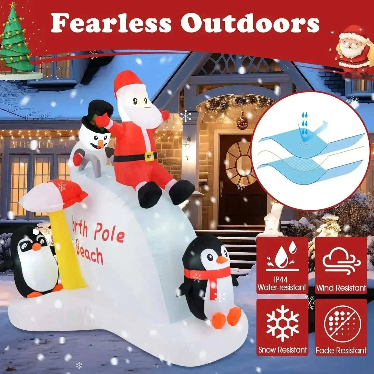 6 Feet Christmas Inflatable with Blow up Penguins and Santa Decoration Cartsfy Inc.