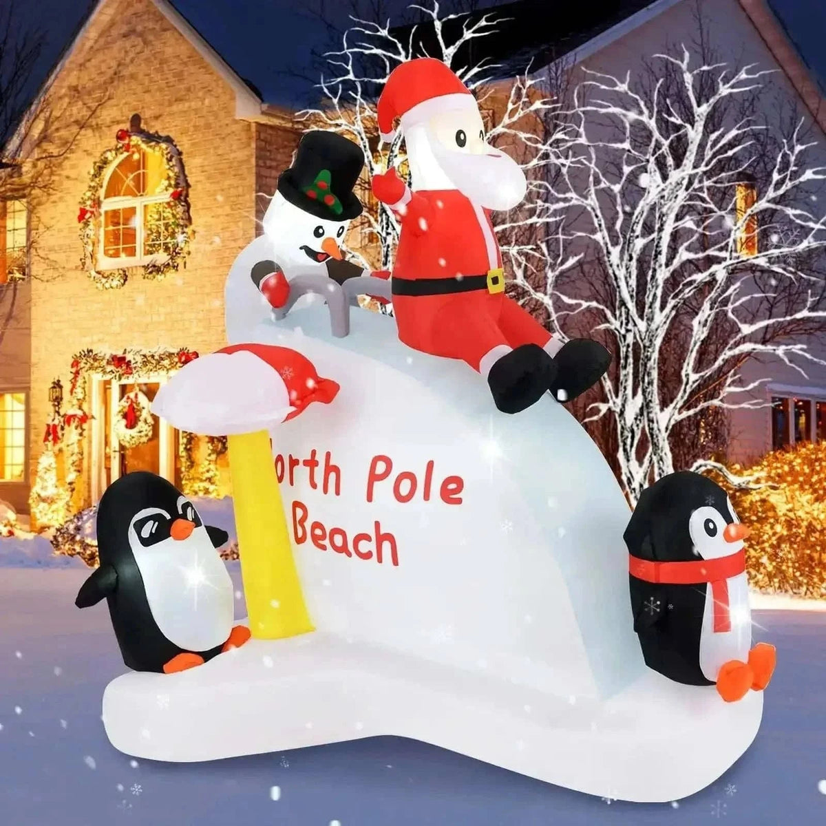 6 Feet Christmas Inflatable with Blow up Penguins and Santa Decoration Cartsfy Inc.