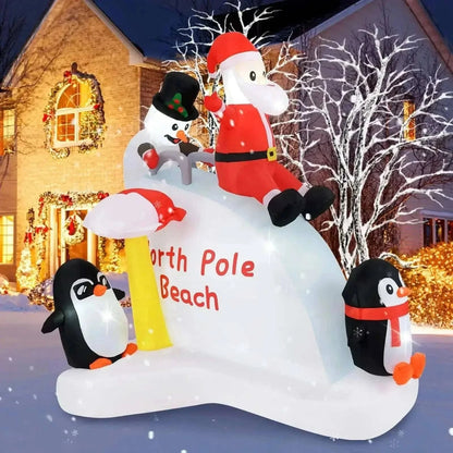 6 Feet Christmas Inflatable with Blow up Penguins and Santa Decoration Cartsfy Inc.