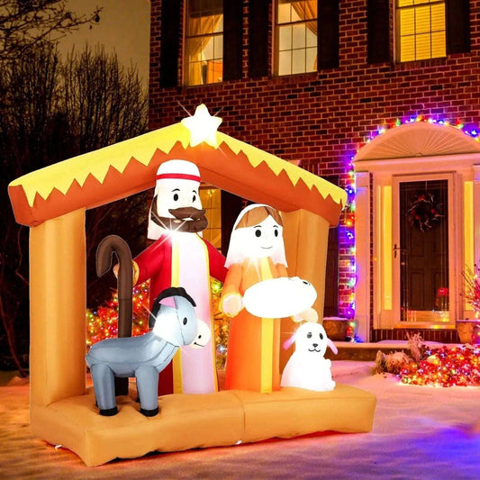 6 Feet Christmas Inflatables Nativity Scene Outdoor Decoration with Built-in LED Lights Cartsfy Inc.