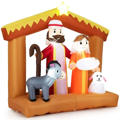 6 Feet Christmas Inflatables Nativity Scene Outdoor Decoration with Built-in LED Lights Cartsfy Inc.