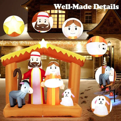 6 Feet Christmas Inflatables Nativity Scene Outdoor Decoration with Built-in LED Lights Cartsfy Inc.