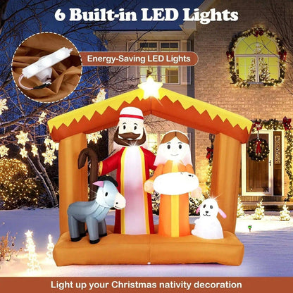 6 Feet Christmas Inflatables Nativity Scene Outdoor Decoration with Built-in LED Lights Cartsfy Inc.
