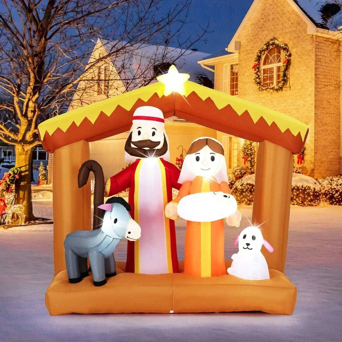 6 Feet Christmas Nativity Inflatable Outdoor Decoration with LED Lights