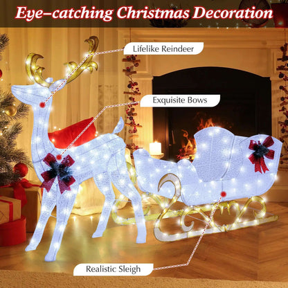 6 Feet Christmas Lighted Reindeer and Santa's Sleigh Decoration with 4 Stakes Cartsfy Inc.