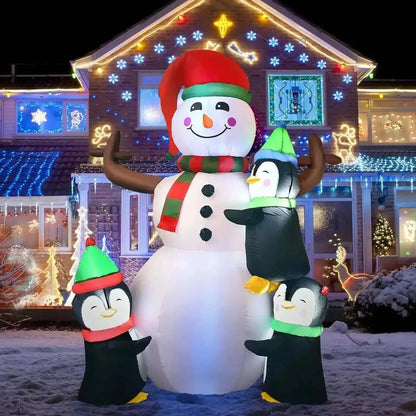 6 Feet Christmas Quick Inflatable Snowman with Penguins Cartsfy Inc.