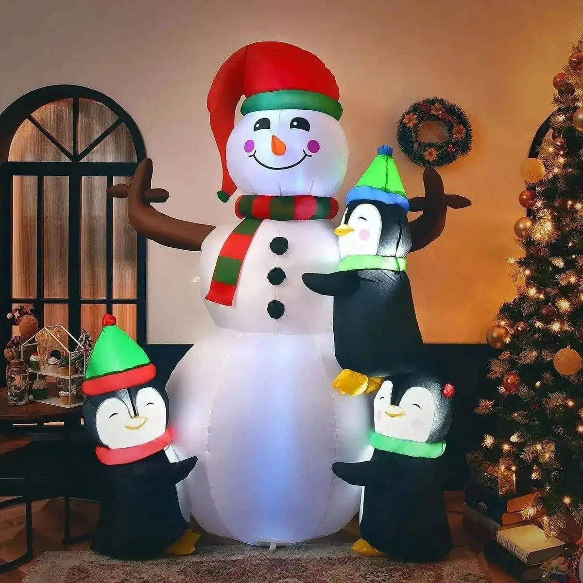 6 Feet Christmas Quick Inflatable Snowman with Penguins Cartsfy Inc.