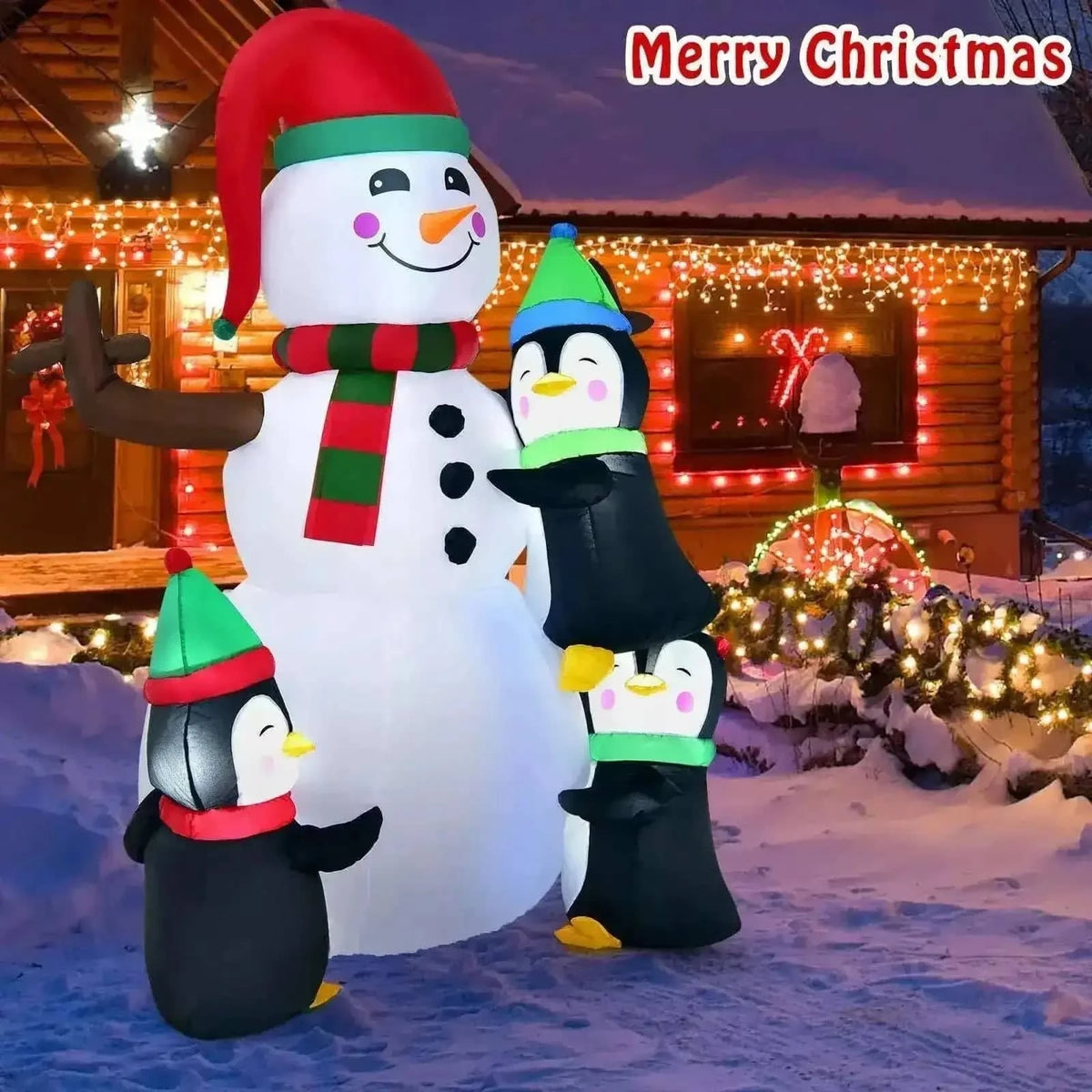 6 Feet Christmas Quick Inflatable Snowman with Penguins Cartsfy Inc.