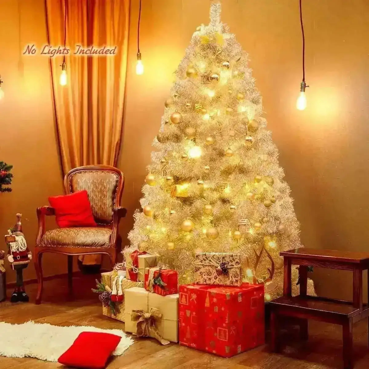 6 Feet Hinged Unlit Artificial Silver Tinsel Christmas Tree with Metal Stand Cartsfy Inc.