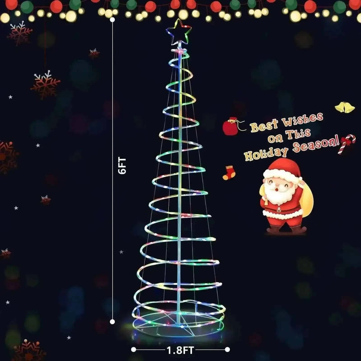 6 Feet Light Up Spiral Christmas Tree with Tree Top Star-White