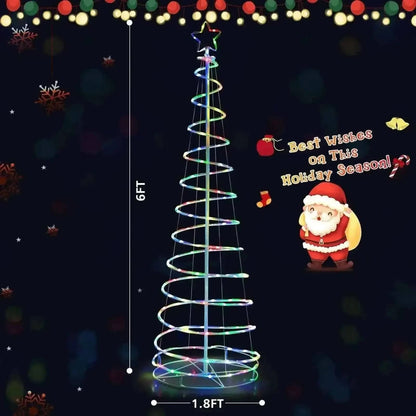 6 Feet Light Up Spiral Christmas Tree with Tree Top Star-White