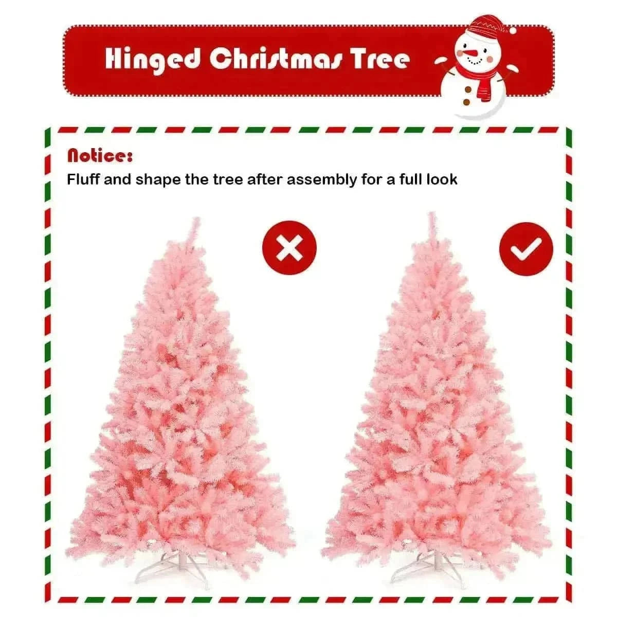 6 Feet Pink Artificial Hinged Spruce Full Christmas Tree with Foldable Metal Stand Cartsfy Inc.