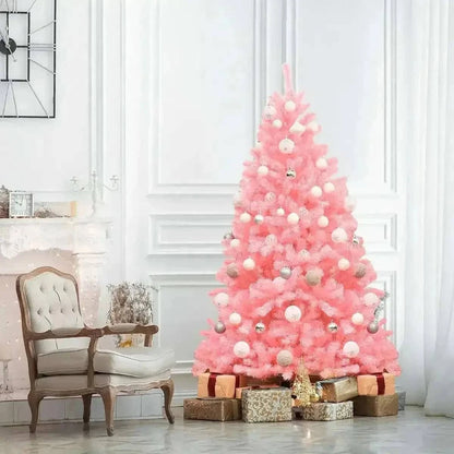 6 Feet Pink Artificial Hinged Spruce Full Christmas Tree with Foldable Metal Stand Cartsfy Inc.