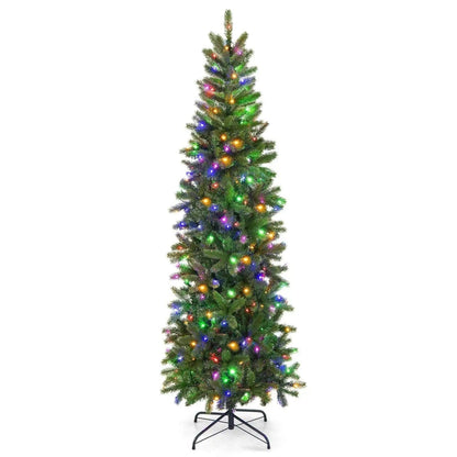 6 Feet Pre-Lit Artificial Christmas Pencil Tree with 648 PVC PE Branch Tips Cartsfy Inc.