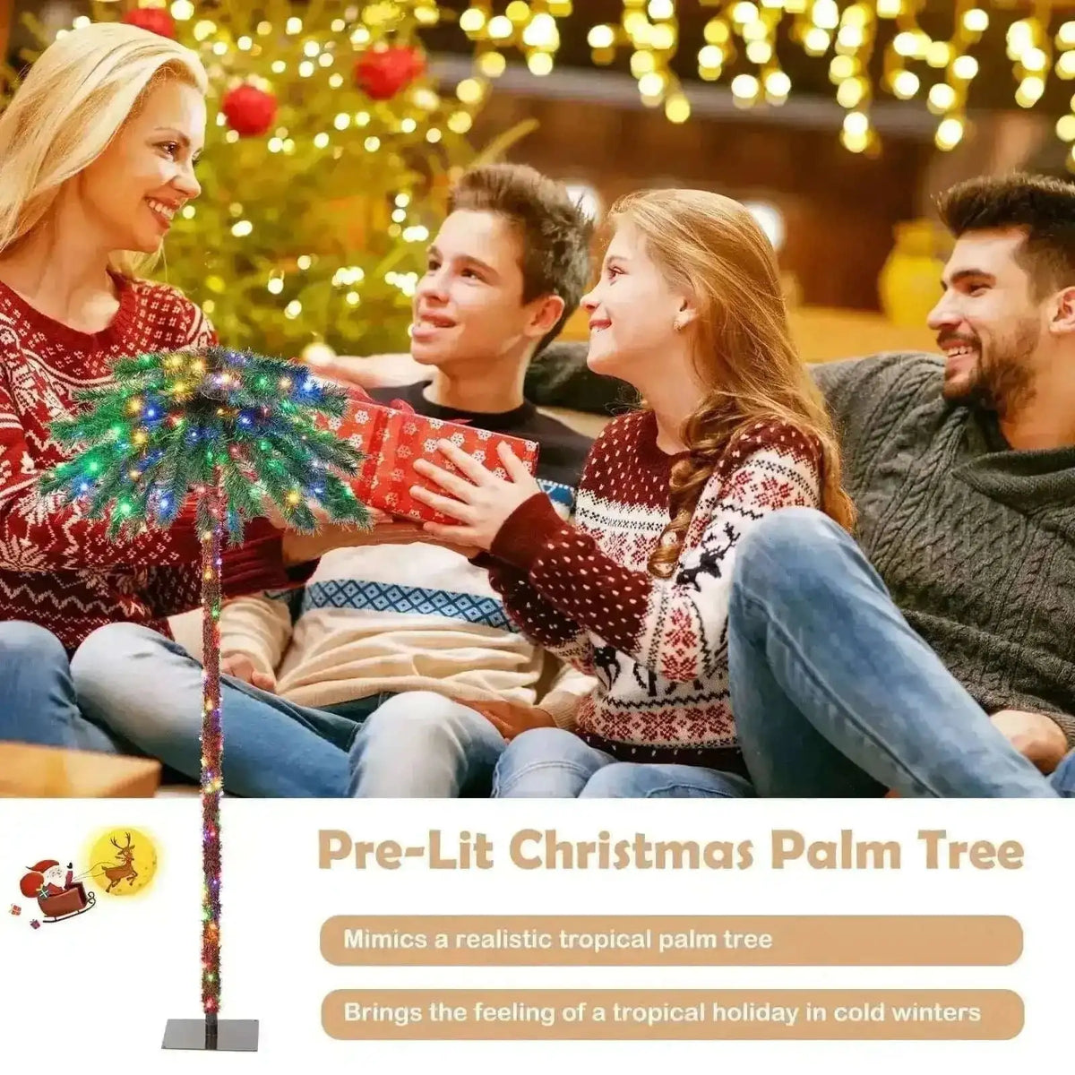 6 Feet Pre-Lit Artificial Tropical Christmas Palm Tree with 210 Multi-Color Lights Cartsfy Inc.