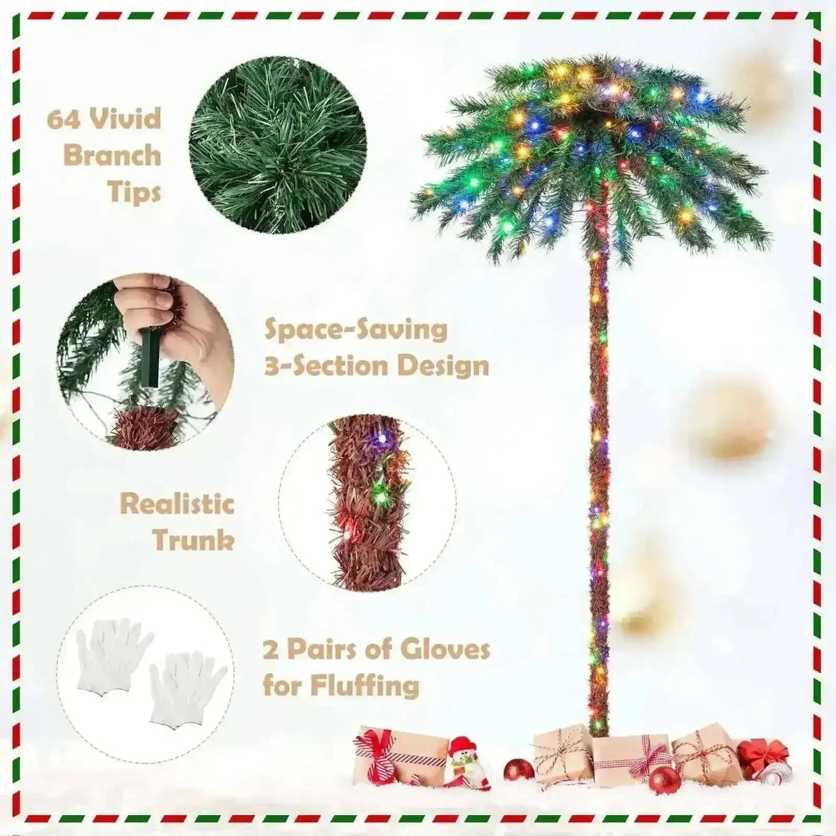 6 Feet Pre-Lit Artificial Tropical Christmas Palm Tree with 210 Multi-Color Lights Cartsfy Inc.