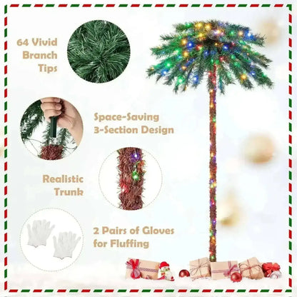 6 Feet Pre-Lit Artificial Tropical Christmas Palm Tree with 210 Multi-Color Lights Cartsfy Inc.
