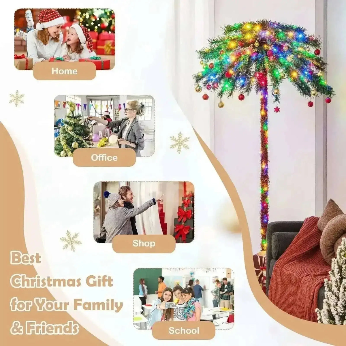 6 Feet Pre-Lit Artificial Tropical Christmas Palm Tree with 210 Multi-Color Lights Cartsfy Inc.