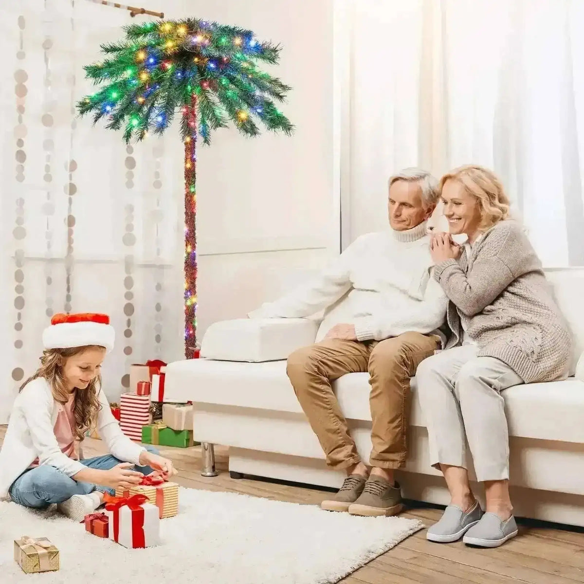 6 Feet Pre-Lit Artificial Tropical Christmas Palm Tree with Lights