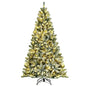 6 Feet Pre-lit Snow Flocked Hinged Christmas Tree with 928 Tips and Metal Stand Cartsfy Inc.