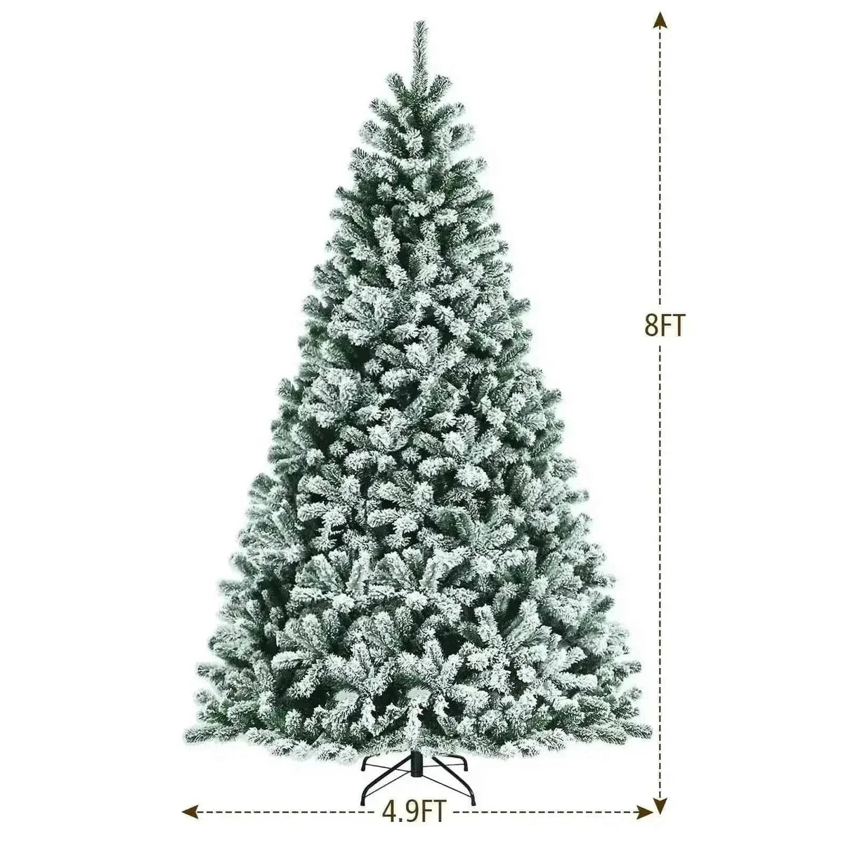 6 Feet Pre-lit Snow Flocked Hinged Christmas Tree with 928 Tips and Metal Stand