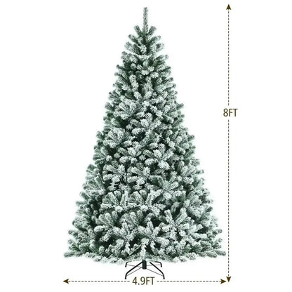 6 Feet Pre-lit Snow Flocked Hinged Christmas Tree with 928 Tips and Metal Stand