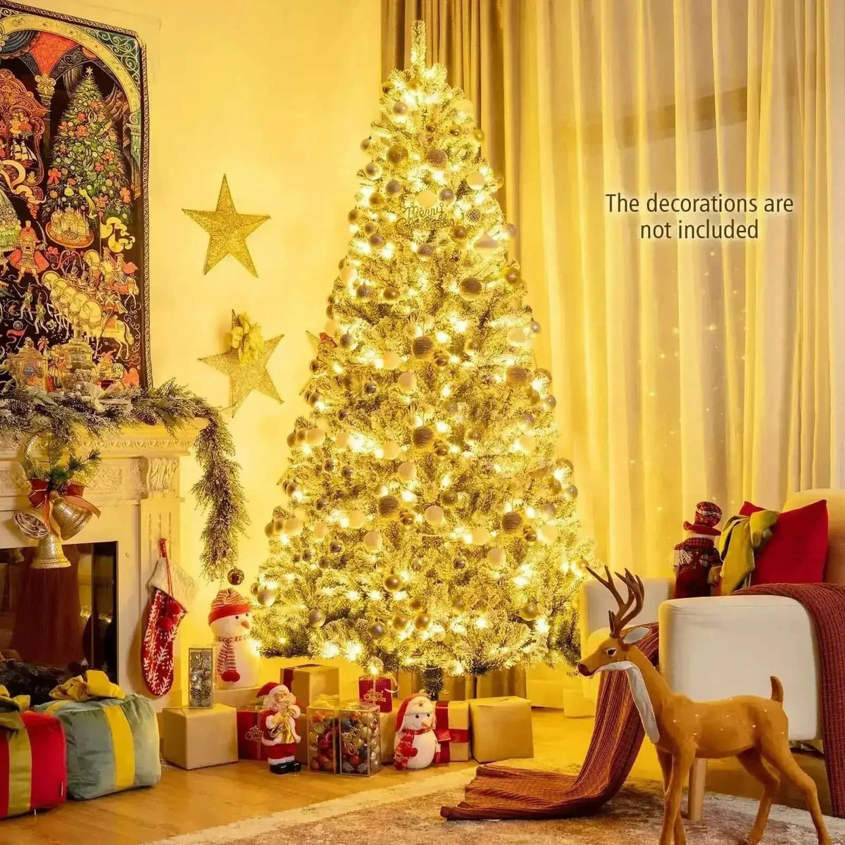 6 Feet Pre-lit Snow Flocked Hinged Christmas Tree with 928 Tips and Metal Stand Cartsfy Inc.