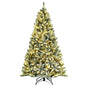 6 Feet Pre-lit Snow Flocked Hinged Christmas Tree with 928 Tips and Metal Stand Cartsfy Inc.