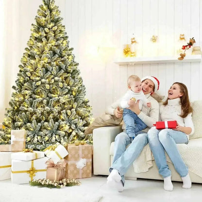 6 Feet Pre-lit Snow Flocked Christmas Tree with 928 Tips