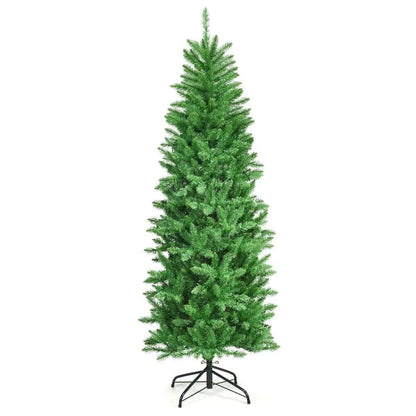 6 Feet PVC Hinged Pre-lit Artificial Fir Pencil Christmas Tree with 150 Lights Cartsfy Inc.