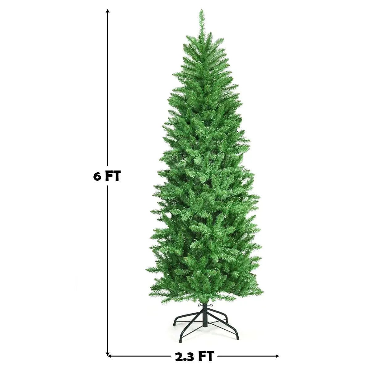 6 Feet PVC Hinged Pre-lit Artificial Fir Pencil Christmas Tree with 150 Lights Cartsfy Inc.