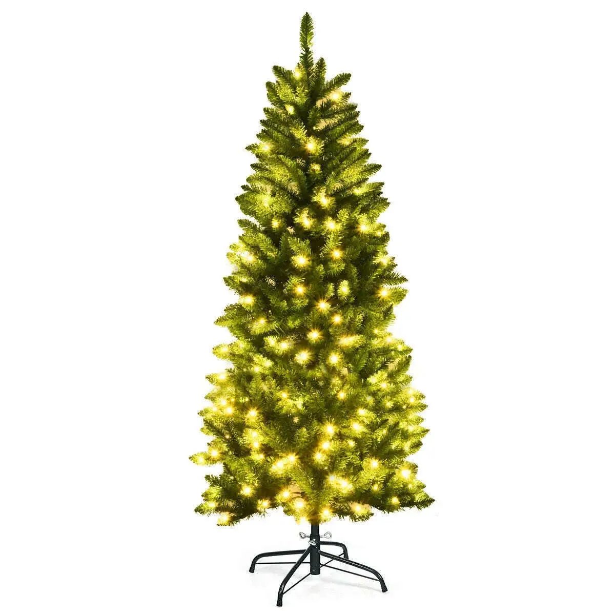 6 Feet PVC Hinged Pre-lit Artificial Fir Pencil Christmas Tree with 150 Lights Cartsfy Inc.
