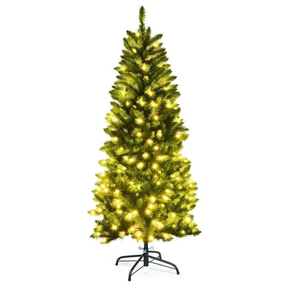 6 Feet PVC Hinged Pre-lit Artificial Fir Pencil Christmas Tree with 150 Lights Cartsfy Inc.