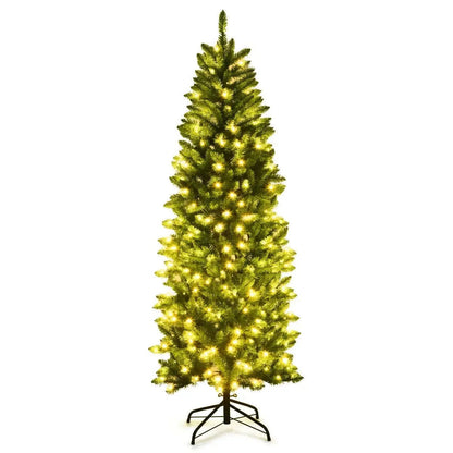 6 Feet PVC Hinged Pre-lit Artificial Fir Pencil Christmas Tree with 150 Lights Cartsfy Inc.