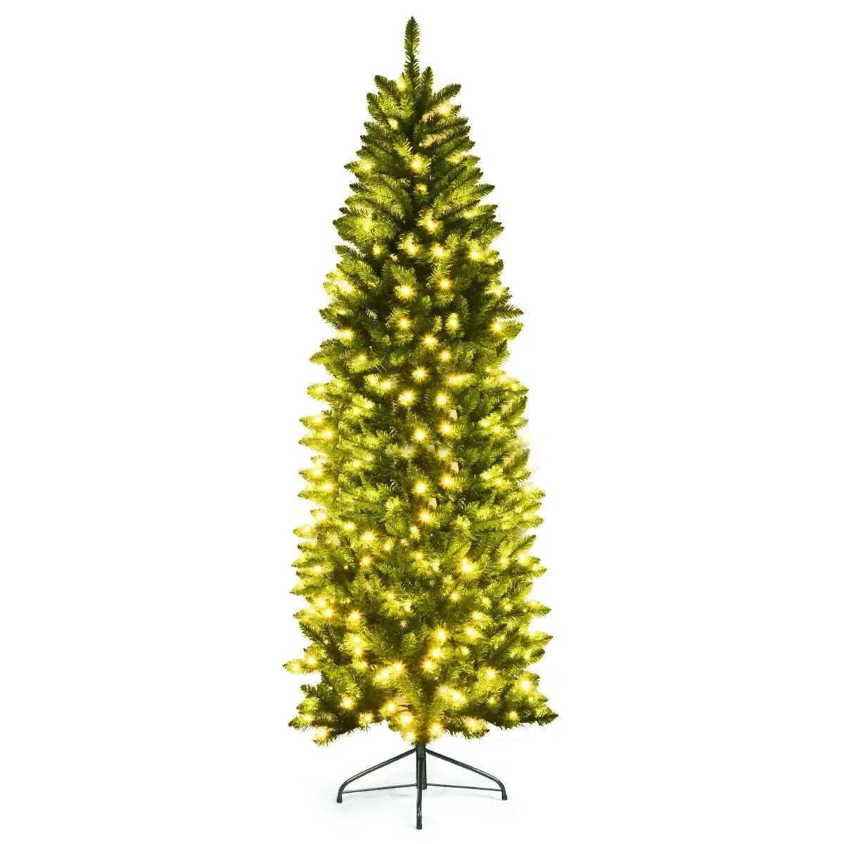 6 Feet PVC Hinged Pre-lit Artificial Fir Pencil Christmas Tree with 150 Lights Cartsfy Inc.
