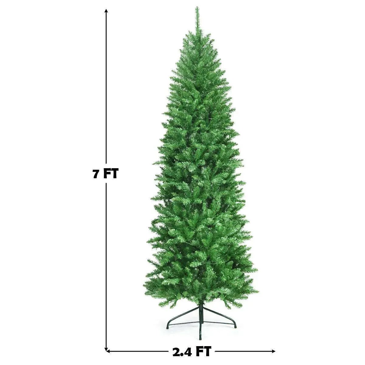 6 Feet PVC Hinged Pre-lit Artificial Fir Pencil Christmas Tree with 150 Lights Cartsfy Inc.