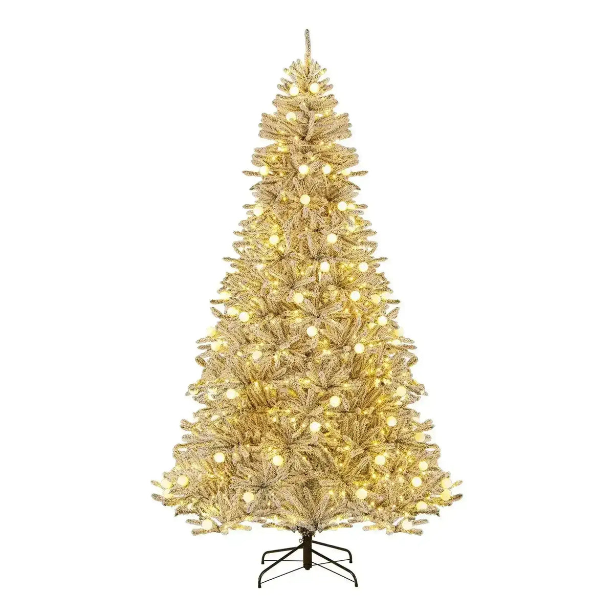 6 Feet Snow-flocked Artificial Christmas Tree Pre-lit Hinged with 81 Sphere Lights and Remote Cartsfy Inc.