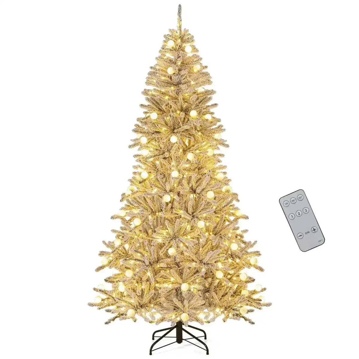 6 Feet Snow-flocked Artificial Christmas Tree Pre-lit Hinged with 81 Sphere Lights and Remote Cartsfy Inc.