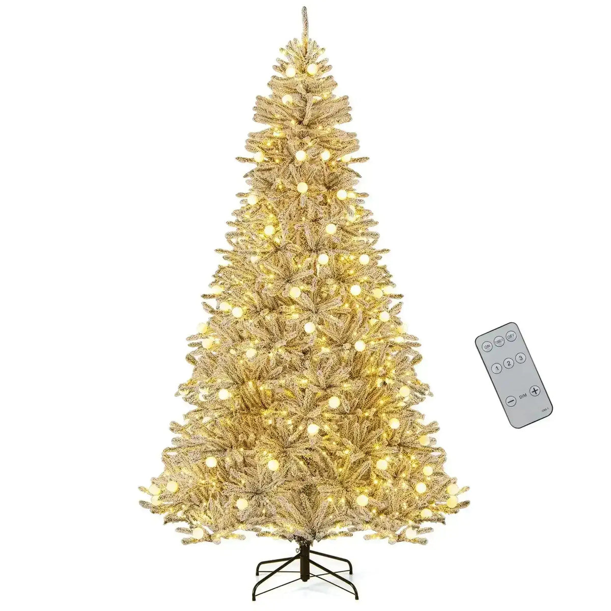 6 Feet Snow-flocked Artificial Christmas Tree Pre-lit Hinged with 81 Sphere Lights and Remote Cartsfy Inc.