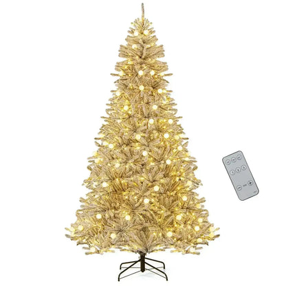 6 Feet Snow-flocked Artificial Christmas Tree Pre-lit Hinged with 81 Sphere Lights and Remote Cartsfy Inc.