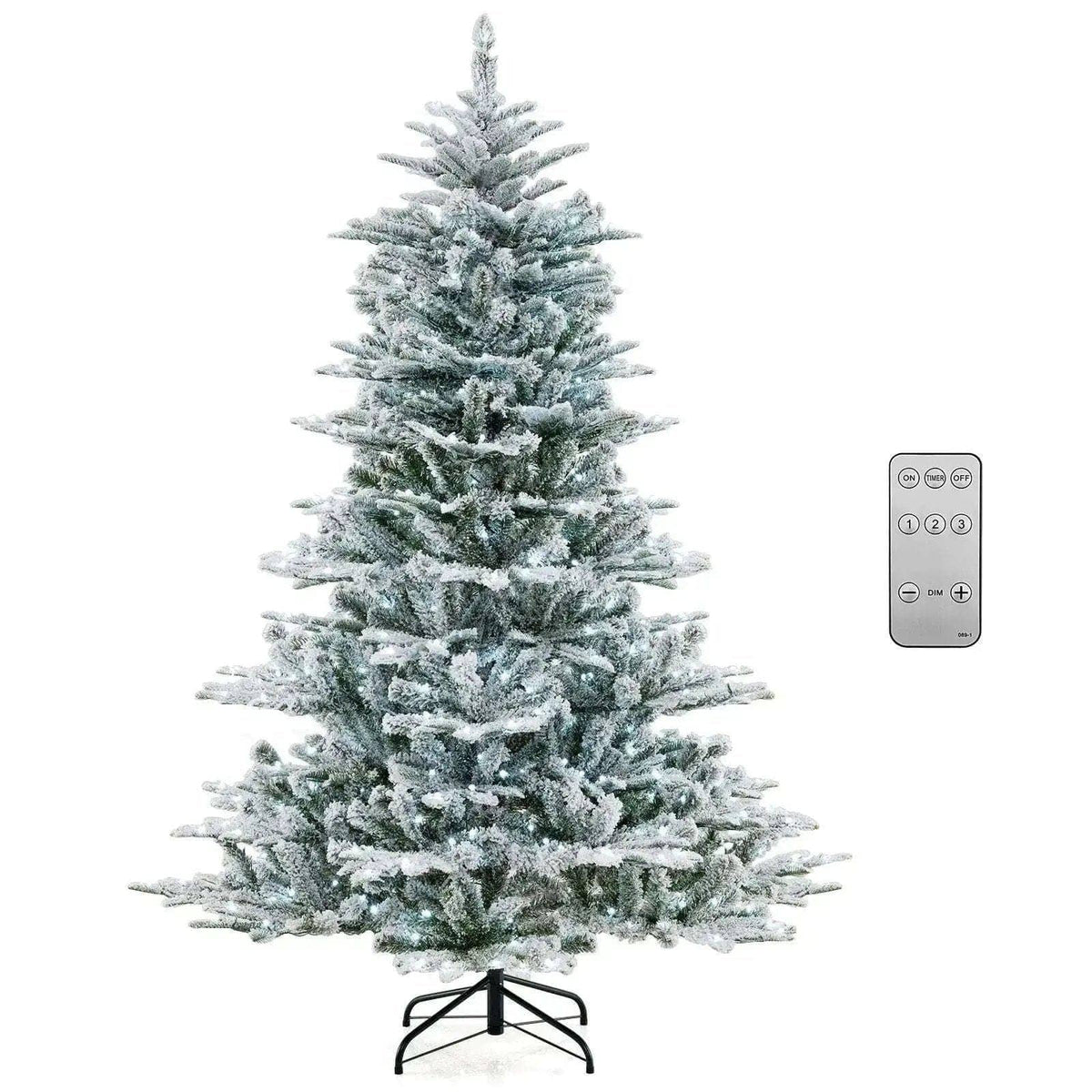 6 Feet Snow Flocked Artificial Christmas Tree with Cool White LED Lights Cartsfy Inc.