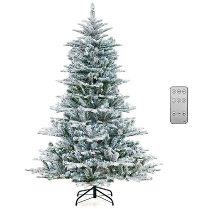 6 Feet Snow Flocked Artificial Christmas Tree with Cool White LED Lights Cartsfy Inc.