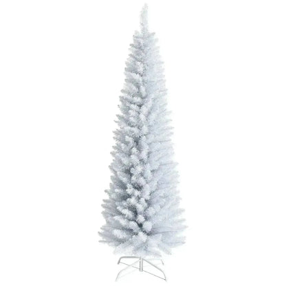 6 Feet Unlit Artificial Slim Pencil Christmas Tree with Metal Stand Cartsfy Inc.