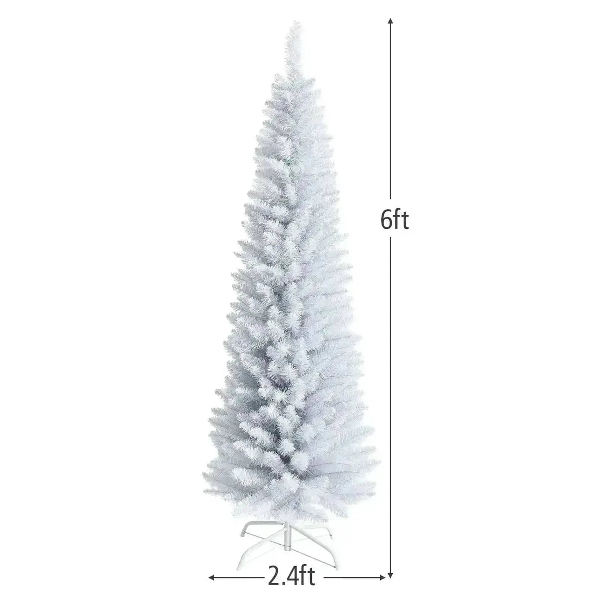 6 Feet Unlit Artificial Slim Pencil Christmas Tree with Metal Stand Cartsfy Inc.