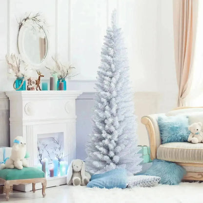 6 Feet Unlit Artificial Slim Pencil Christmas Tree with Metal Stand Cartsfy Inc.