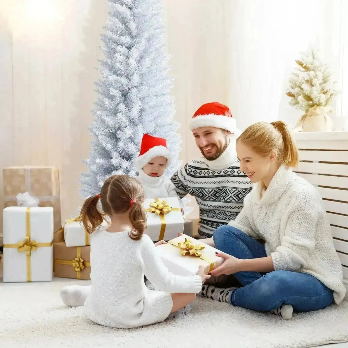 6 Feet Unlit Artificial Slim Pencil Christmas Tree with Metal Stand Cartsfy Inc.