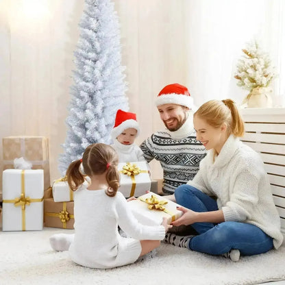 6 Feet Unlit Artificial Slim Pencil Christmas Tree with Metal Stand Cartsfy Inc.