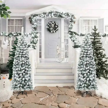 6 Feet Unlit Hinged Snow Flocked Artificial Pencil Christmas Tree with 500 Branch Tip Cartsfy Inc.