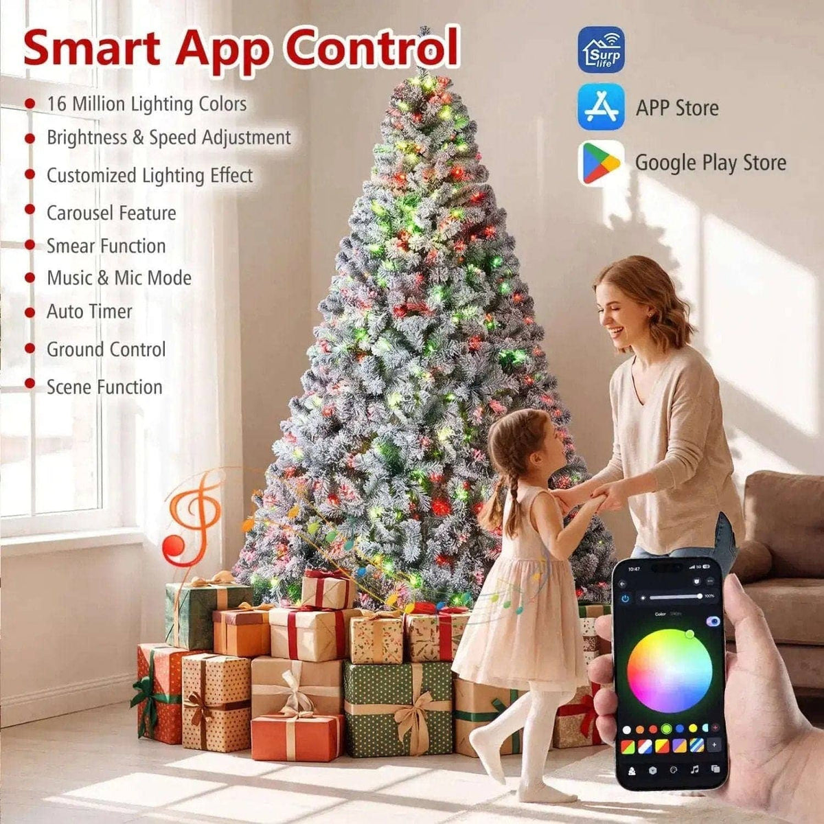 6 FT Smart Pencil Christmas Tree with RGB Lights & Music Sync Cartsfy Inc.