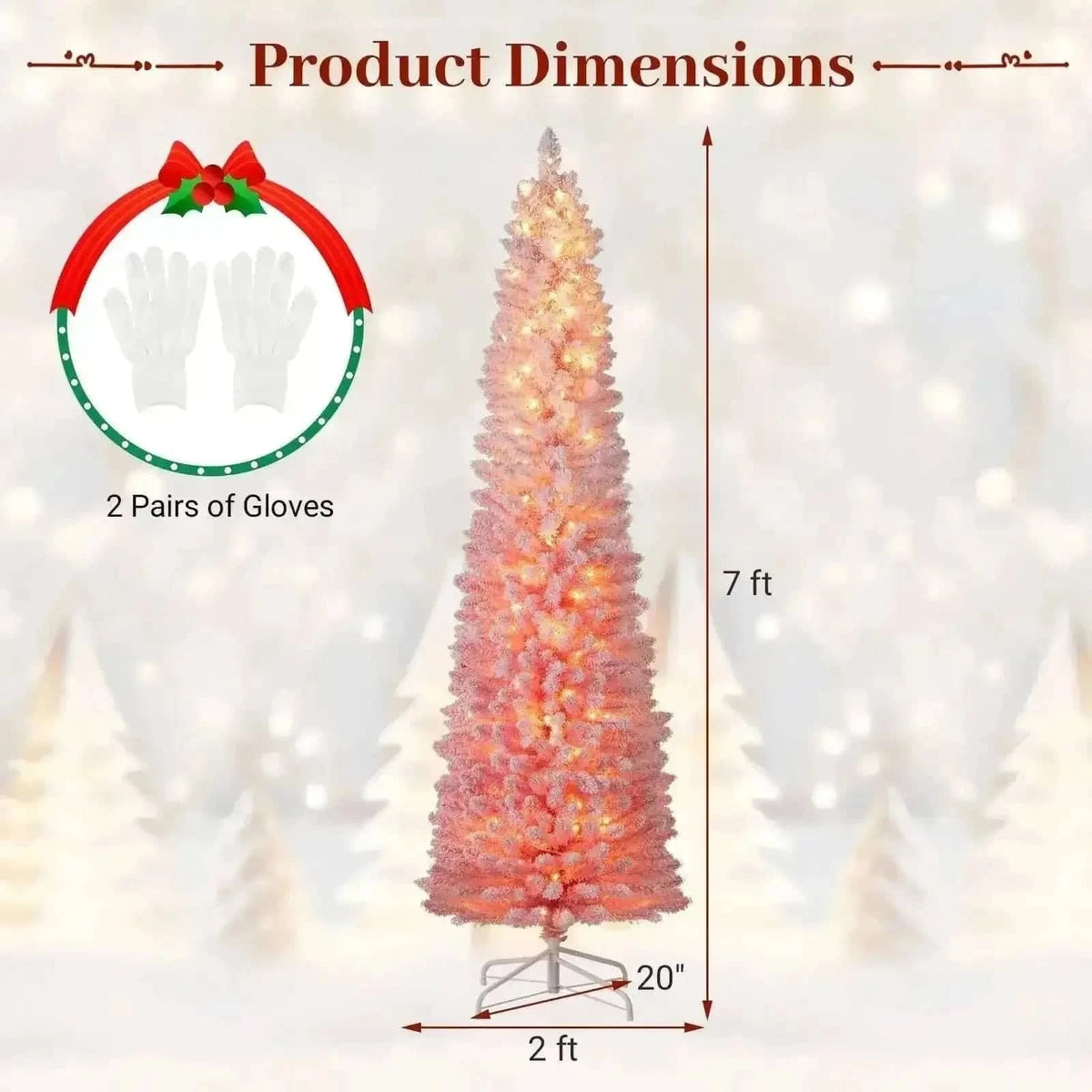 6 FTSnow-flocked Artificial Pink Christmas Tree Pre-lit Hinged Xmas Tree for Holiday Decoration Cartsfy Inc.